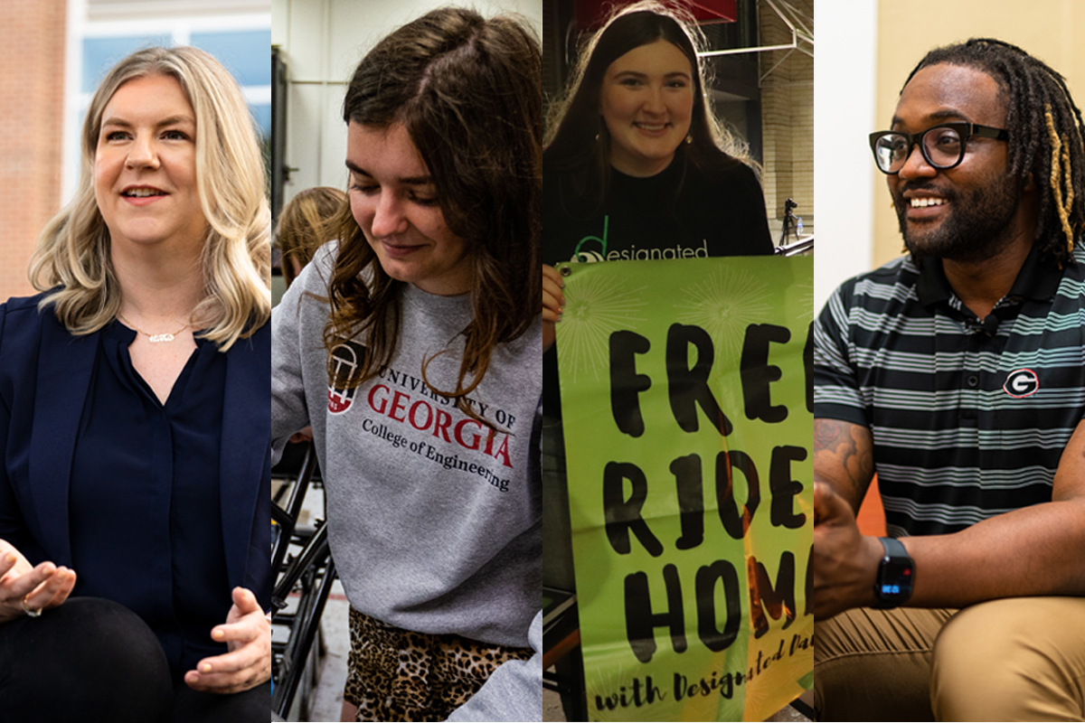 A collage of multiple UGA students and staff.