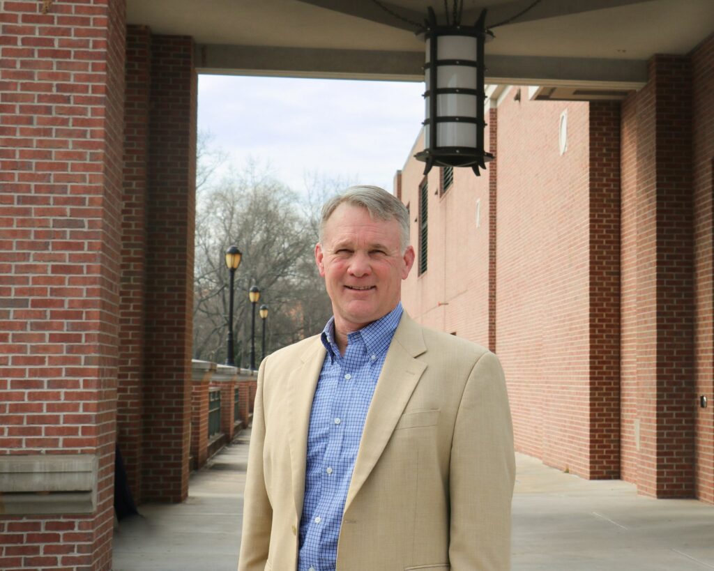 Jon Segars stands in front of Tate Student Center